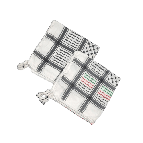 Palestinian Scarf White With Tassels