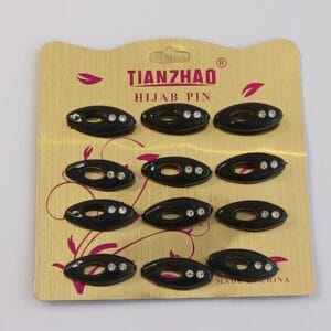 Hijab Pin Diamond Black Card - 12pc