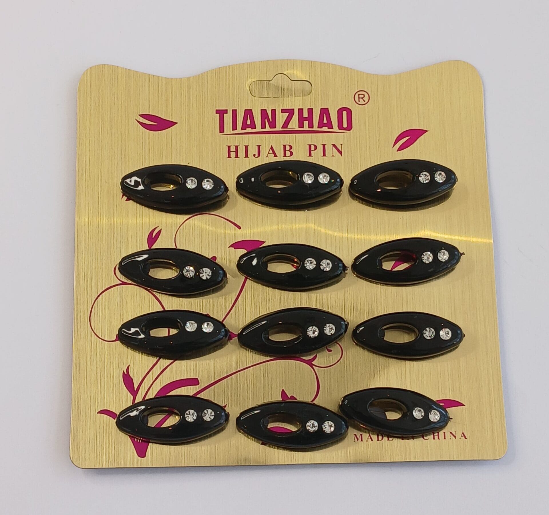Hijab Pin Diamond Black Card - 12pc