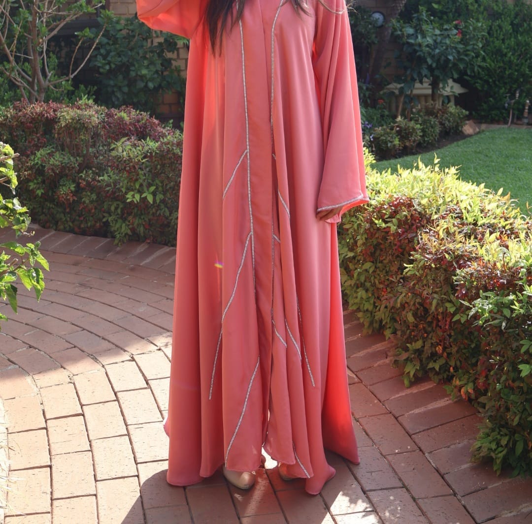 Zoom Nida Abaya | Pink Peach