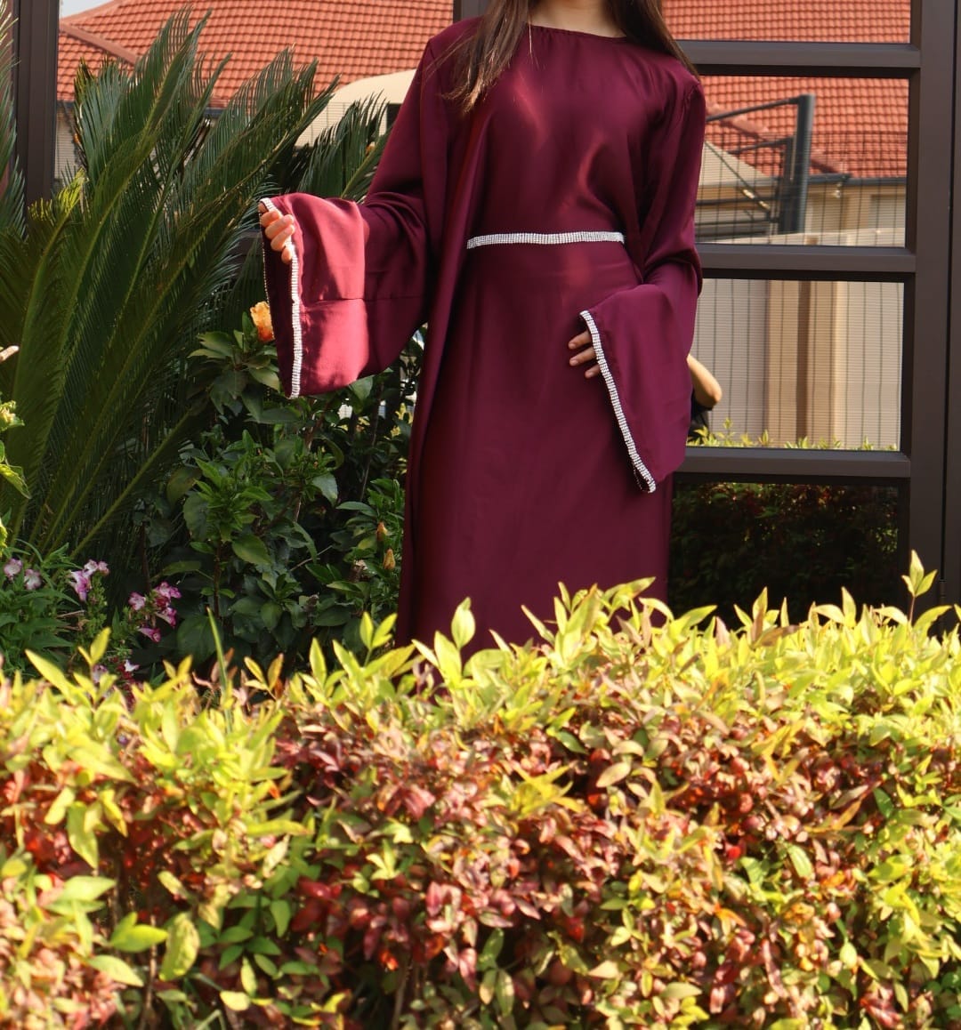 Galliano Satin Abaya | Maroon